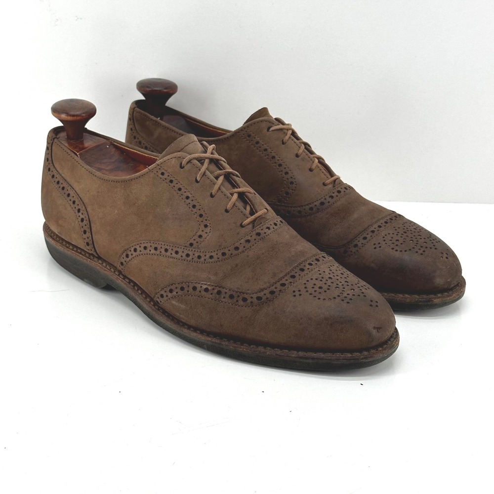 Vintage Walk-Over Shoes Men 9 D Wingtip Oxford Brown Nubuck Leather Brogue Dress